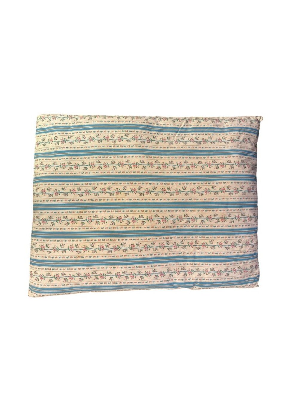 Vintage Feather Pillow 20x26 Floral Roses Blue Stripe Cottage Core Bedding Used